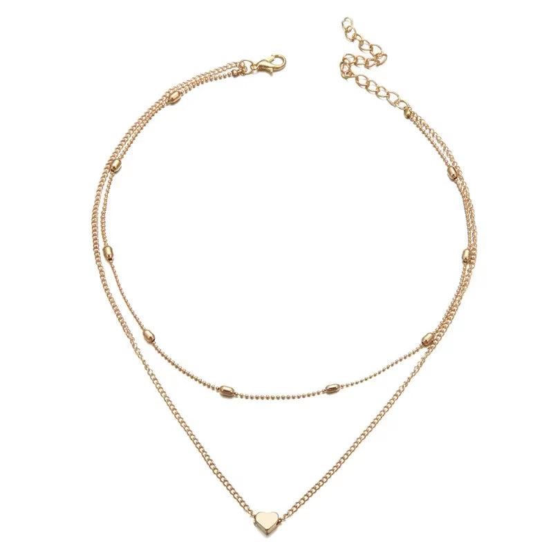 New Minimalist Clavicle Necklaces for Women Tiny Heart Love Pendants Neck Chain Fashion Jewelry Beach Summer Collares Necklace