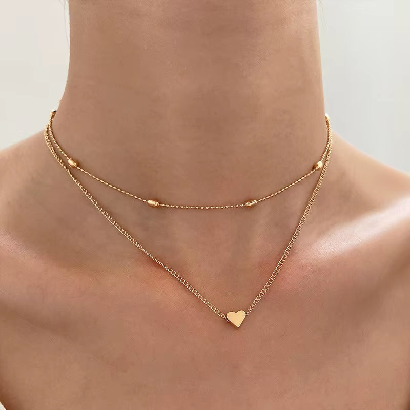 New Minimalist Clavicle Necklaces for Women Tiny Heart Love Pendants Neck Chain Fashion Jewelry Beach Summer Collares Necklace