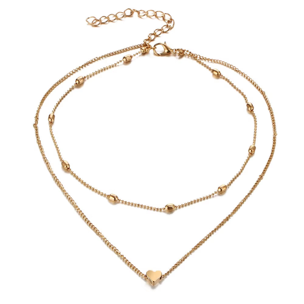 New Minimalist Clavicle Necklaces for Women Tiny Heart Love Pendants Neck Chain Fashion Jewelry Beach Summer Collares Necklace