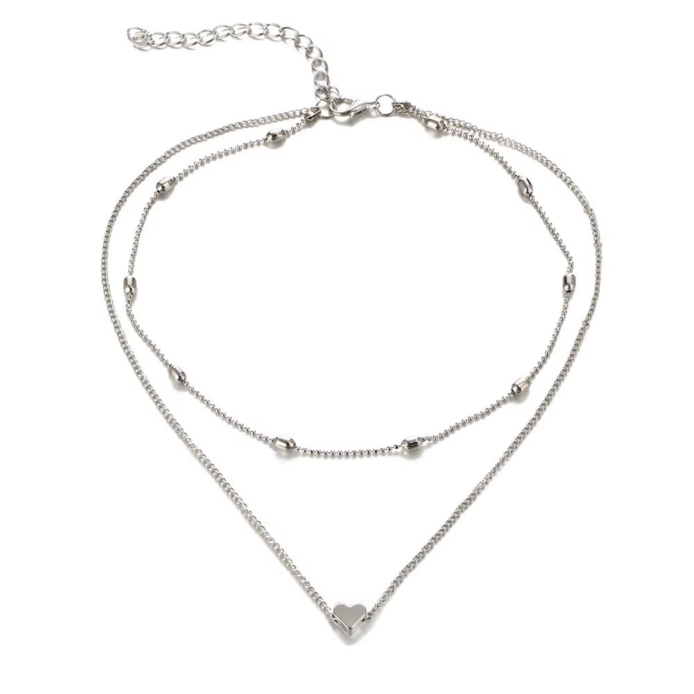 New Minimalist Clavicle Necklaces for Women Tiny Heart Love Pendants Neck Chain Fashion Jewelry Beach Summer Collares Necklace