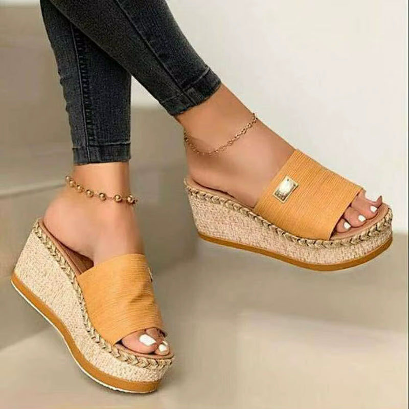 Summer Wedges Slippers Platform High Heels Women Slipper Ladies outside Shoes Basic Clog Wedge Slipper Flip Flop Sandals